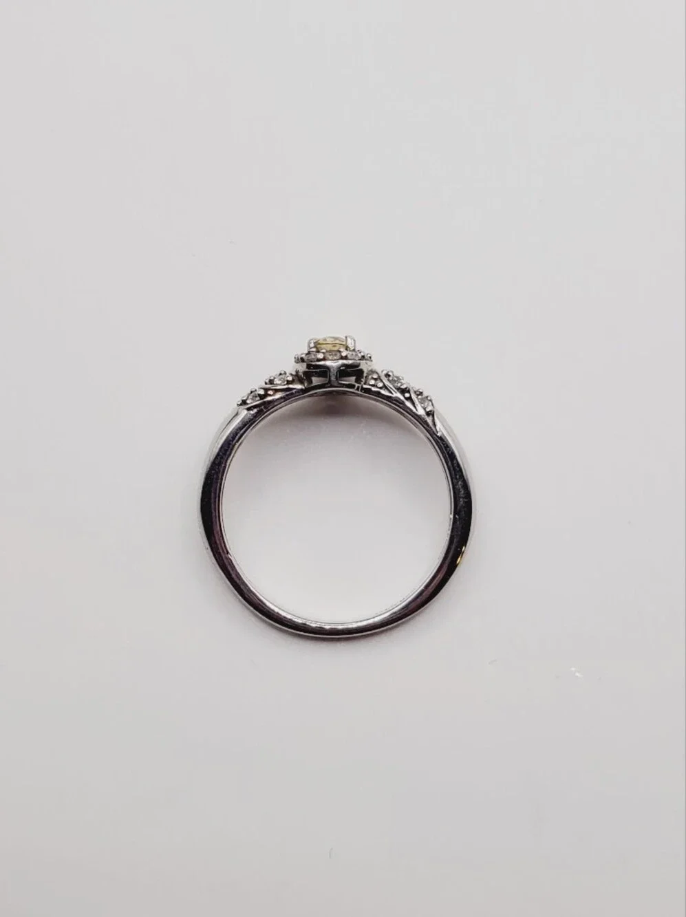 Golden Apatite & White Zircon 925 Sterling Silver  Dainty Halo Ring